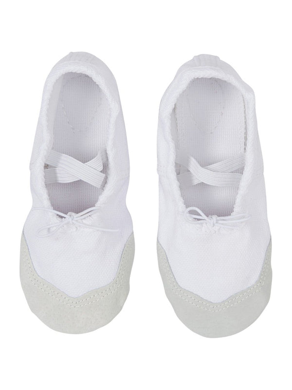 Girls White Elastic Strap Rounded Toe Stylish Ballet Shoes 11-1 Kids - SophiasStyle.com