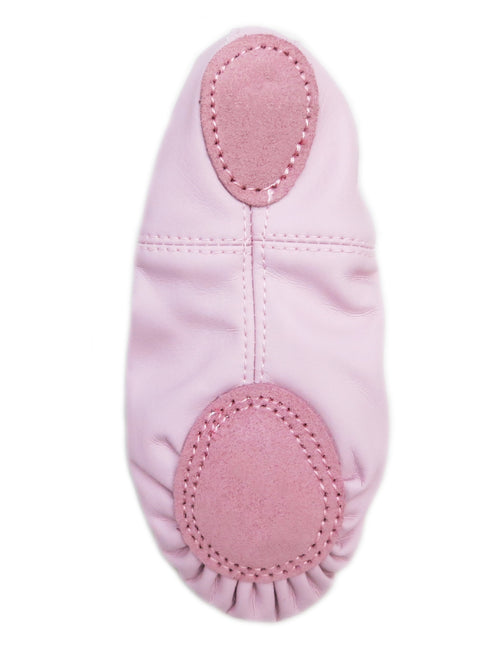 Big Girls Pink Leather Red Bow Detail Ballet Shoes 11-13 Kids - SophiasStyle.com