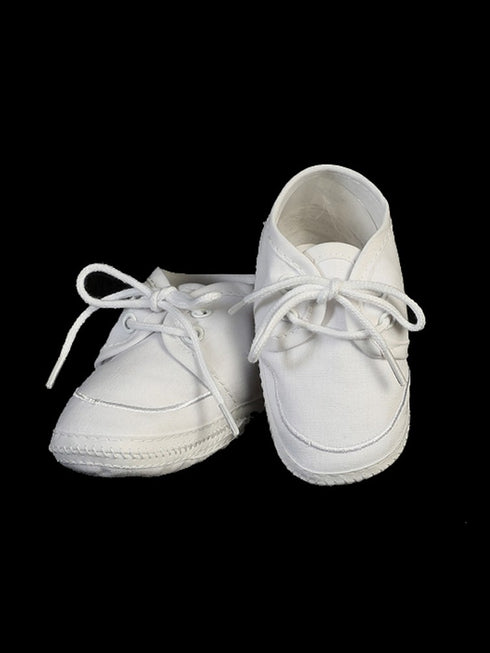 Lito Boys White Cotton Lace-Up Soft Sole Bootie Shoes 00 Baby-6 Toddler - SophiasStyle.com