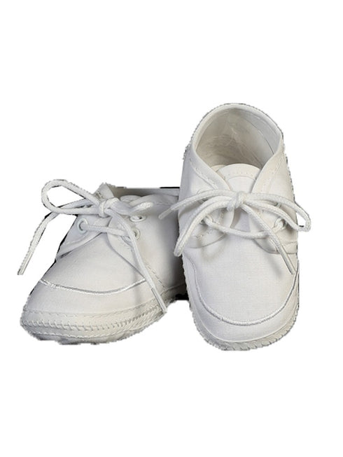 Lito Boys White Cotton Lace-Up Soft Sole Bootie Shoes 00 Baby-6 Toddler - SophiasStyle.com
