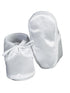 Lito Boys White Embroidered Cross Satin Christening Booties 0 Baby - 5 Toddler - SophiasStyle.com
