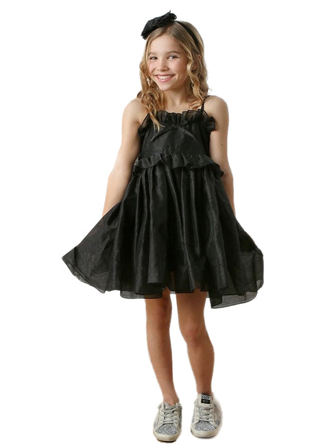 Ooh La La Couture Girls Black Bella Straps Ruffle Dress, 12M-14 - SophiasStyle.com