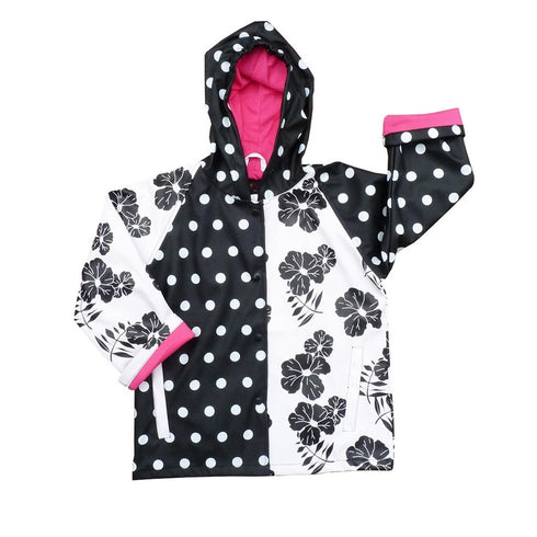 Little Girls Black White Rain Coat 2T-6 - SophiasStyle.com