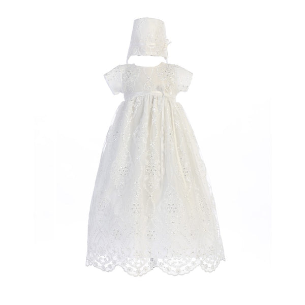 Swea Pea & Lilli Baby Girls White Tulle Bonnie Hat Christening Dress 0-18M - SophiasStyle.com