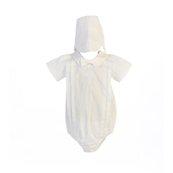 Swea Pea & Lilli Baby Boys White Celtic Cross Christening Hat Romper 0-18M - SophiasStyle.com