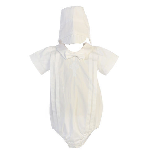 Swea Pea & Lilli Baby Boys White Celtic Cross Christening Hat Romper 0-18M - SophiasStyle.com