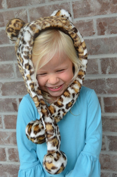 Little Girls Brown Leopard Faux Hat 1T-5 - SophiasStyle.com