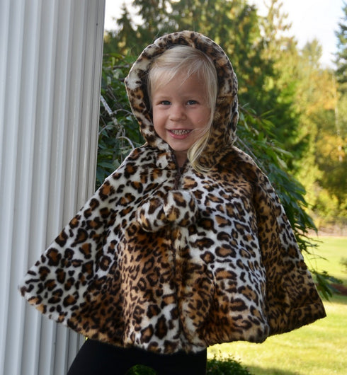 Little Girls Brown Leopard Faux Poncho 1T-6 - SophiasStyle.com