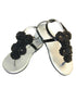 L`Amour Big Girls Black Flower Array T-Strap Summer Sandals 11-4 Kids - SophiasStyle.com