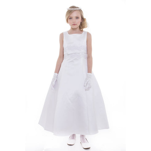 Petite Adele Big Girls White Satin A-Line Linda Junior Bridesmaid Dress 8-16 - SophiasStyle.com