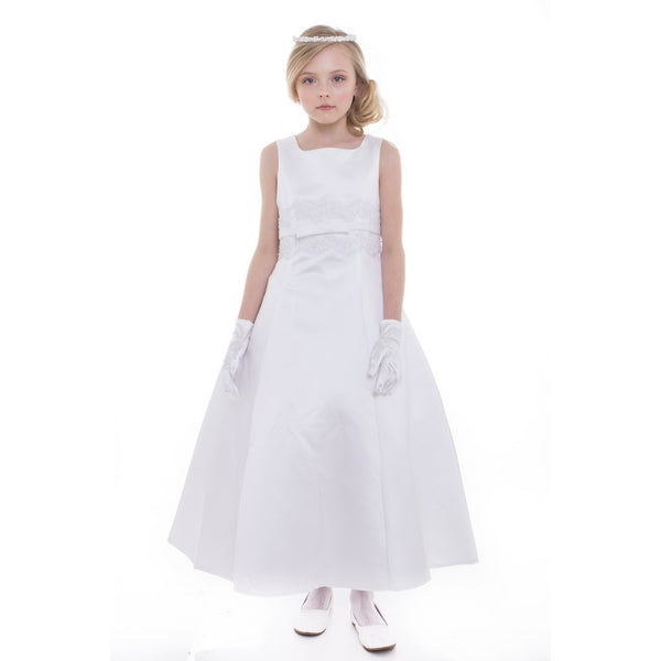 Petite Adele Big Girls White Satin A-Line Linda Junior Bridesmaid Dress 8-16 - SophiasStyle.com