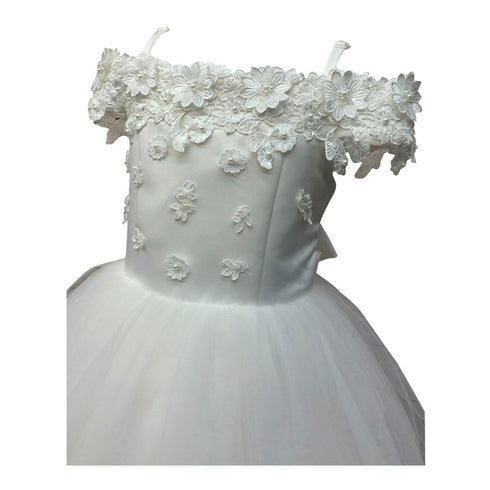 Petite Adele Big Girls Ivory Satin Off-Shoulder Junior Bridesmaid Dress 8-14 - SophiasStyle.com