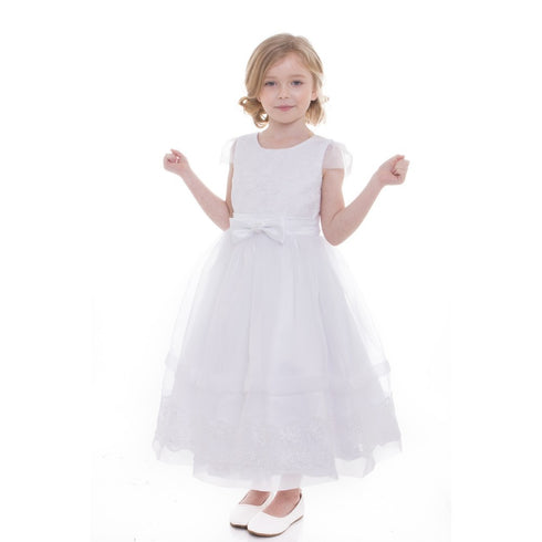 Petite Adele Big Girls White Lace Organza Grace Junior Bridesmaid Dress 8-16 - SophiasStyle.com