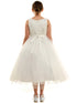 Petite Adele Big Girls Ivory Jacquard Tulle Beaded Luna Communion Dress 8-16 - SophiasStyle.com