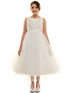 Petite Adele Big Girls Ivory Jacquard Tulle Beaded Luna Communion Dress 8-16 - SophiasStyle.com