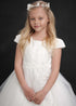 Petite Adele Little Girls White Shimmery Mesh Embroidered Dress 2-6 - SophiasStyle.com