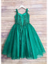 Petite Adele Little Girls Emerald Green Embroidered Bodice Tulle Gown 2-6 - SophiasStyle.com