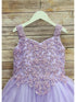 Petite Adele Little Girls Lilac Embroidered Bodice Glitter Tulle Gown 2-6 - SophiasStyle.com