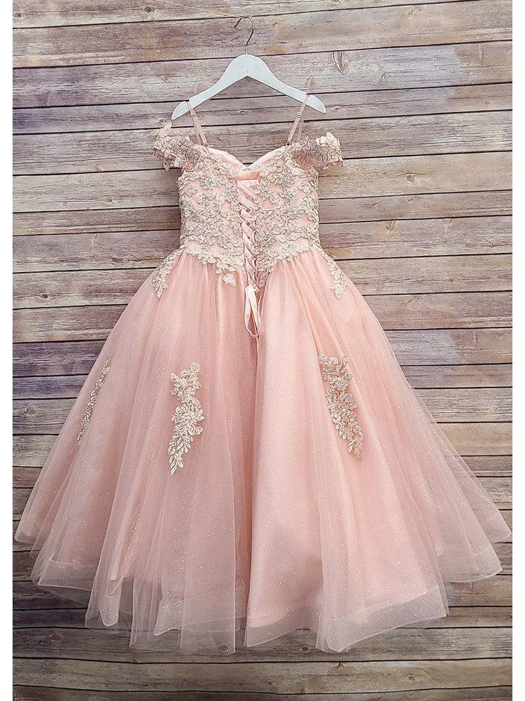 Kids Dream Dress, Size 16.5 Gold Tulle Underskirt Rose, Gold/Pink