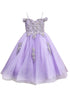 Petite Adele Big Girls Lilac Embroidered Bodice Off Shoulder Tulle Gown 8-16 - SophiasStyle.com