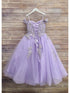 Petite Adele Big Girls Lilac Embroidered Bodice Off Shoulder Tulle Gown 8-16 - SophiasStyle.com
