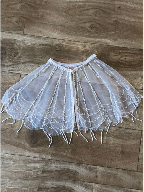 Petite Adele Girls Blush See-Trough Sewn Clasp Stylish Beaded Cape 2T-12 - SophiasStyle.com