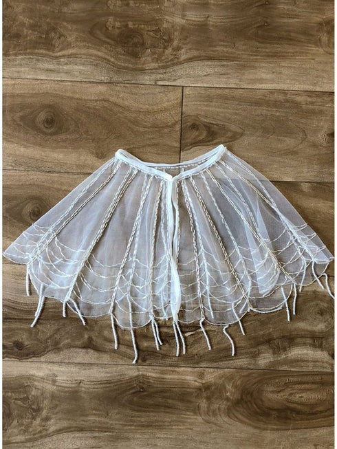 Petite Adele Girls Ivory See-Trough Sewn Clasp Stylish Beaded Cape 2T-12 - SophiasStyle.com