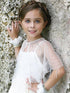 Petite Adele Girls Ivory See-Trough Sewn Clasp Stylish Beaded Cape 2T-12 - SophiasStyle.com
