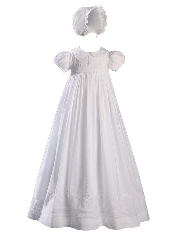 Baby Girls White Handmade Bonnet Christening Dress Outfit 0-12M - SophiasStyle.com