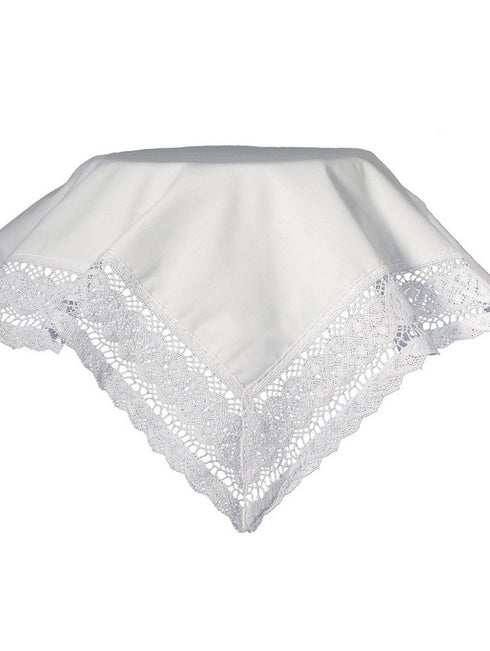 Little Things Mean A Lot Baby Girls White Cotton Batiste Cluny Trim Blanket - SophiasStyle.com