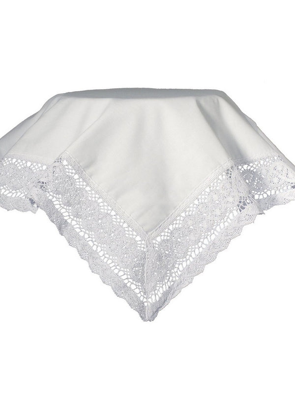 Little Things Mean A Lot Baby Girls White Cotton Batiste Cluny Trim Blanket - SophiasStyle.com