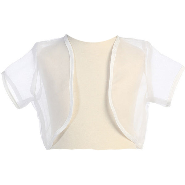 Lito Big Girls White Sheer Organza Special Occasion Bolero Shrug 7-14 - SophiasStyle.com