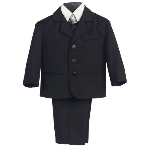 Lito Big Boys Black Wedding Easter 5 Pcs Special Occasion Suit 8-14 Husky - SophiasStyle.com