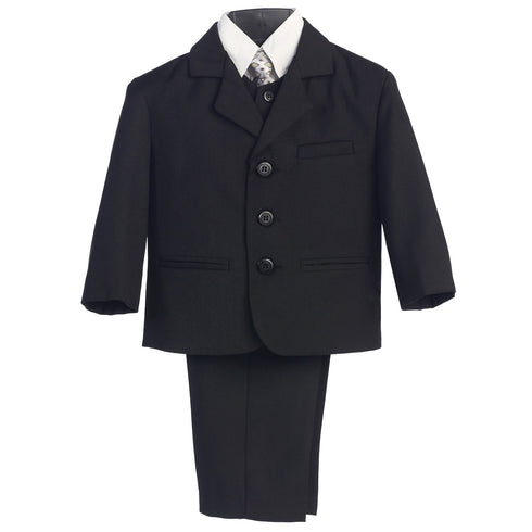 Little Boys Black Special Occasion Wedding Easter 5pc Suit Set 12M-14 - SophiasStyle.com