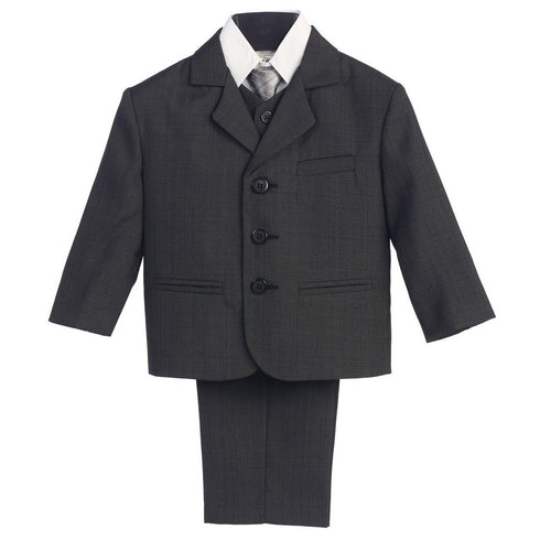 Lito Baby Boys Dark Grey Wedding Easter 5 Pcs Special Occasion Suit 6-24M - SophiasStyle.com