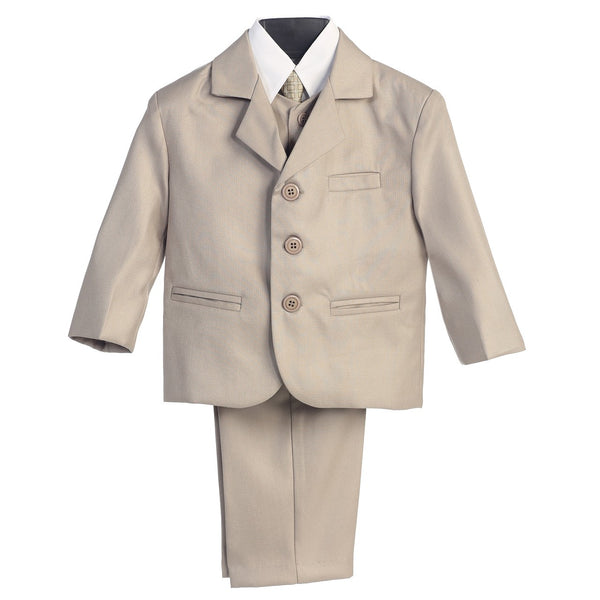 Little Boys Khaki Special Occasion Wedding Easter 5pc Suit Set 12M-14 - SophiasStyle.com