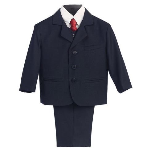 Lito Big Boys Navy Wedding Easter 5 Pcs Special Occasion Suit 8-14 Husky - SophiasStyle.com