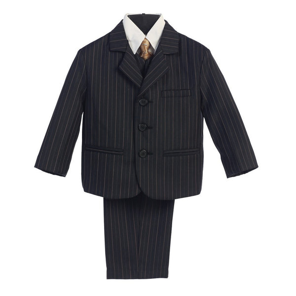 Lito Baby Boys Black Gold Pin Stripe 5 Pcs Special Occasion Suit 6-24M - SophiasStyle.com