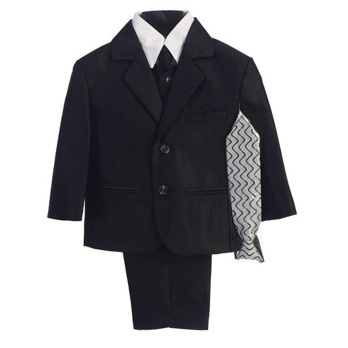 Lito Little Boys Black Two-button Herringbone Pattern Special Occasion Suit 2T-7 - SophiasStyle.com