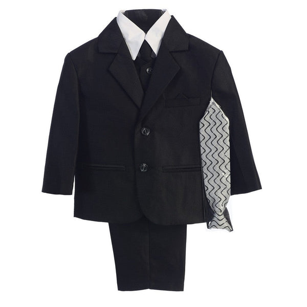 Lito Little Boys Black Two-button Herringbone Pattern Special Occasion Suit 2T-7 - SophiasStyle.com