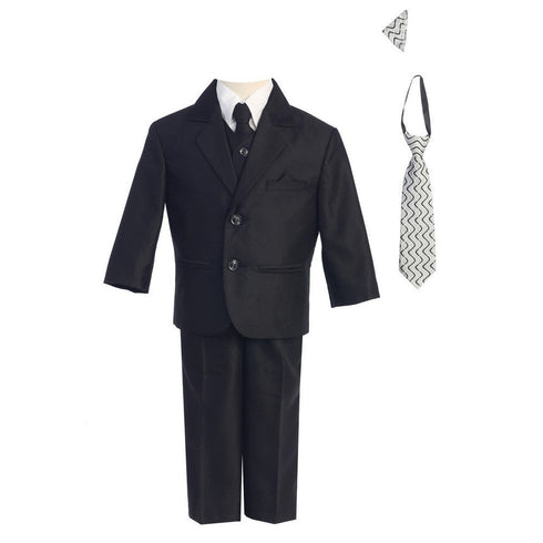 Lito Little Boys Black Two-button Herringbone Pattern Special Occasion Suit 2T-7 - SophiasStyle.com