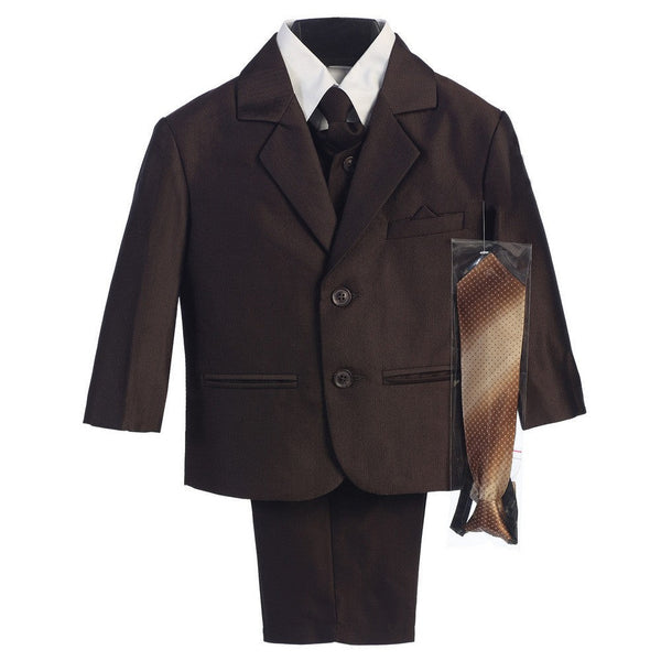 Lito Baby Boys Brown Two-button Herringbone Pattern Special Occasion Suit 6-24M - SophiasStyle.com