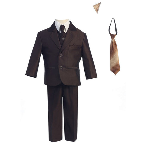 Lito Little Boys Brown Two-button Herringbone Pattern Special Occasion Suit 2-7 - SophiasStyle.com