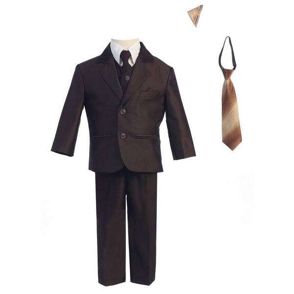 Lito Big Boys Brown Two-button Herringbone Pattern Special Occasion Suit 8-14 - SophiasStyle.com