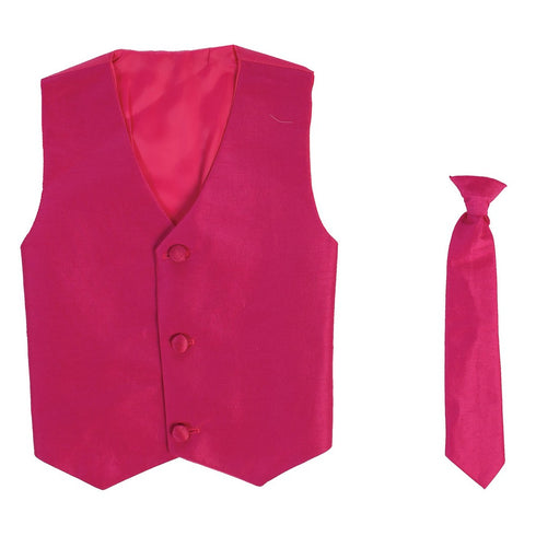 Lito Baby Boys Fuchsia Poly Silk Vest Necktie Special Occasion Set 3-24M - SophiasStyle.com