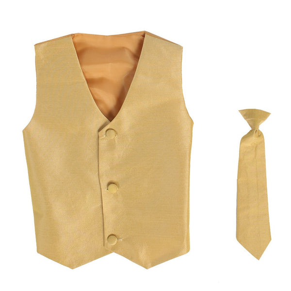 Lito Baby Boys Gold Poly Silk Vest Necktie Special Occasion Set 3-24M - SophiasStyle.com