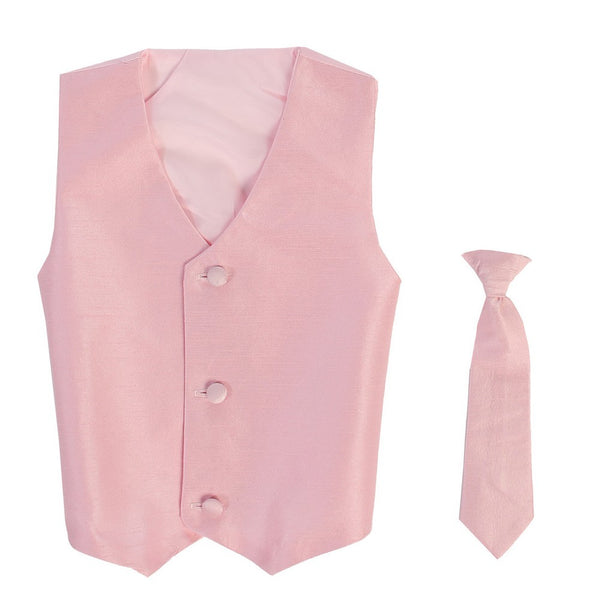 Lito Little Boys Pink Poly Silk Vest Necktie Special Occasion Set 2T-7 - SophiasStyle.com