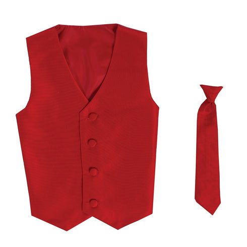Lito Little Boys Red Poly Silk Vest Necktie Special Occasion Set 2T-7 - SophiasStyle.com