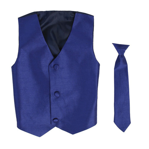 Lito Baby Boys Royal Blue Poly Silk Vest Necktie Special Occasion Set 3-24M - SophiasStyle.com