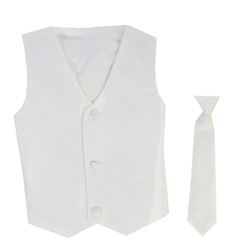 Lito Baby Boys White Poly Silk Vest Necktie Special Occasion Set 3-24M - SophiasStyle.com